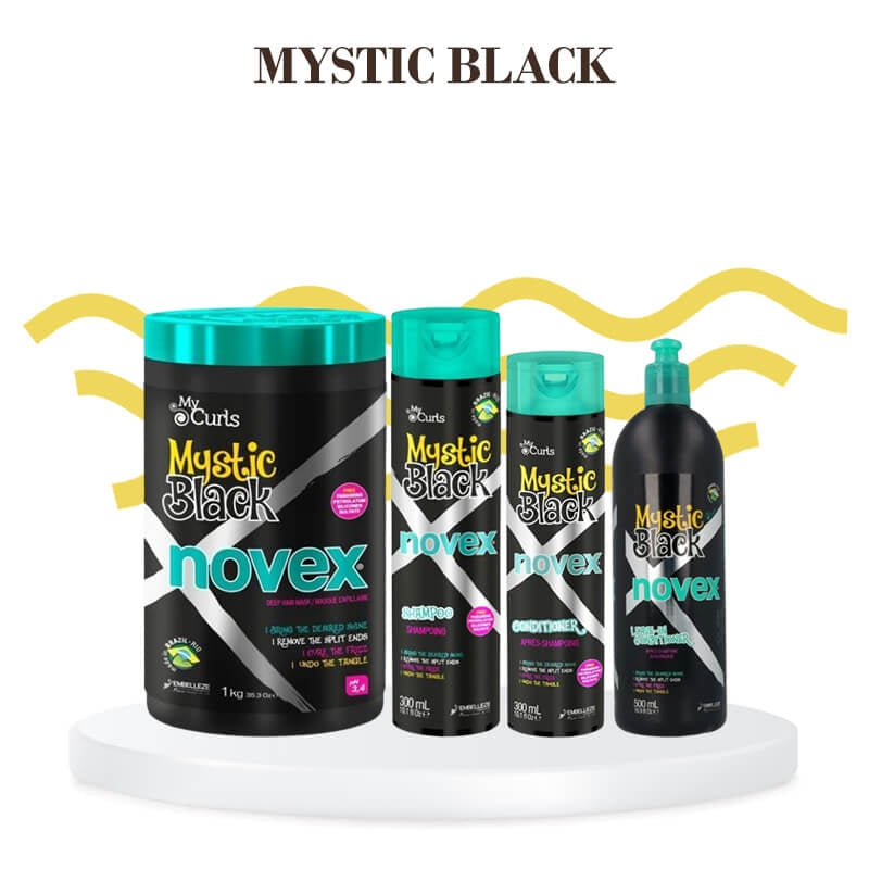 NOVEX-MYSTIC BLACK SHAMPOO + CONDITIONER 300 ML + HAIR MASK 1 KG+leave in